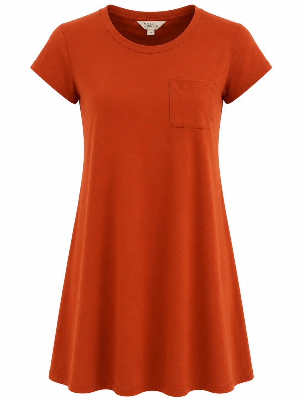 Market & Spruce Short Sleeve Crewneck Dress in Vibrant Orange- Sz Small Petite